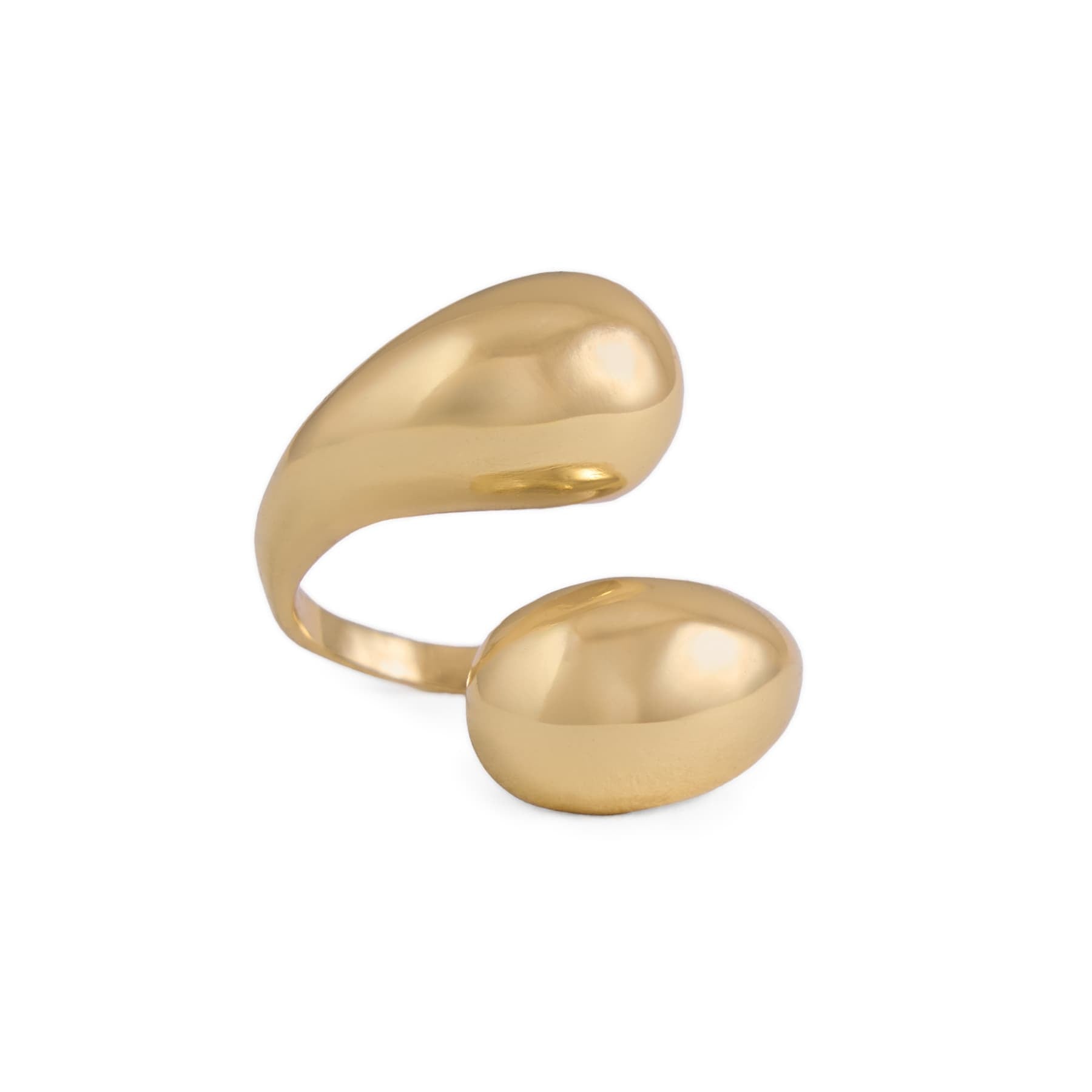 Halle Open Wrap Double Orb Adjustable Ring Brass Ring