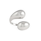 Halle Open Wrap Double Orb Adjustable Ring Silver Ring
