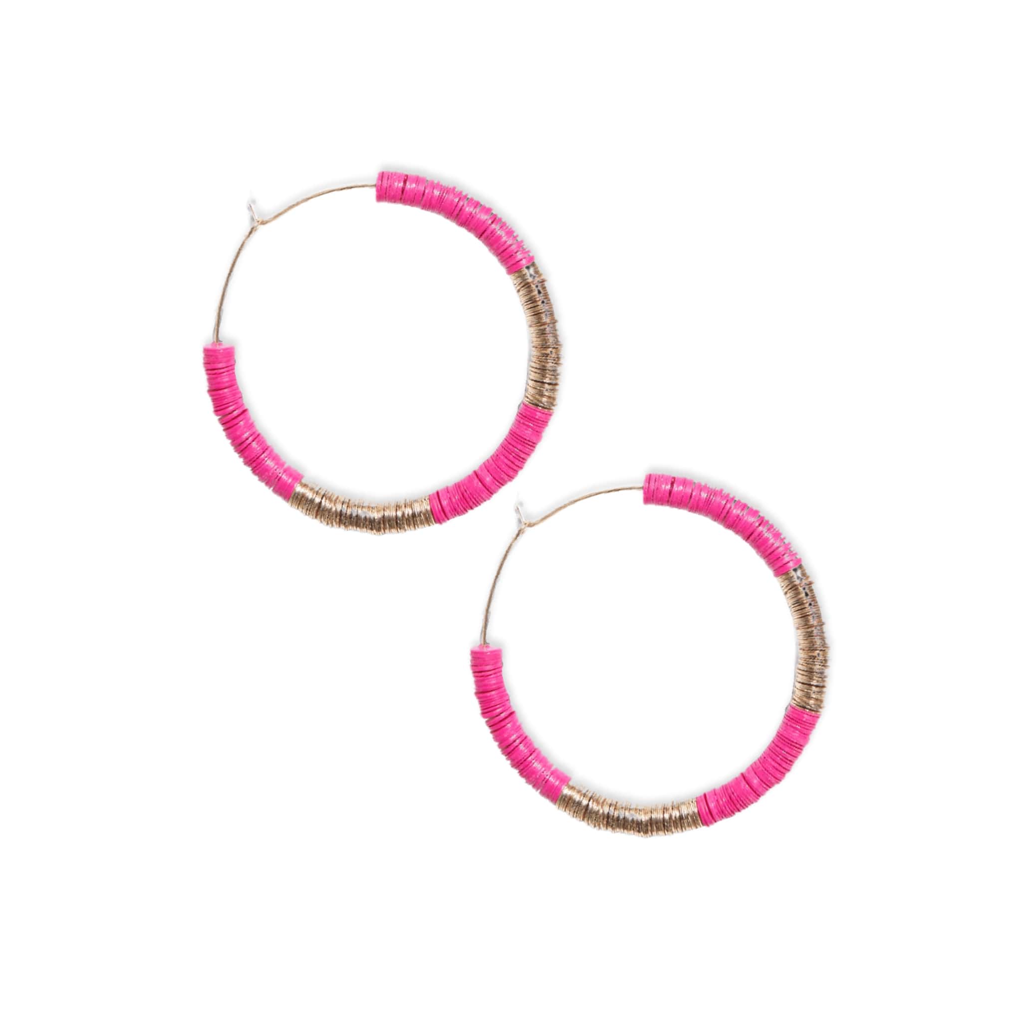 Hannah Two Color Block Hoop Earrings Hot Pink – INK+ALLOY, LLC