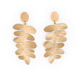 Harlee Leaf Drop Earrings Brass Statement