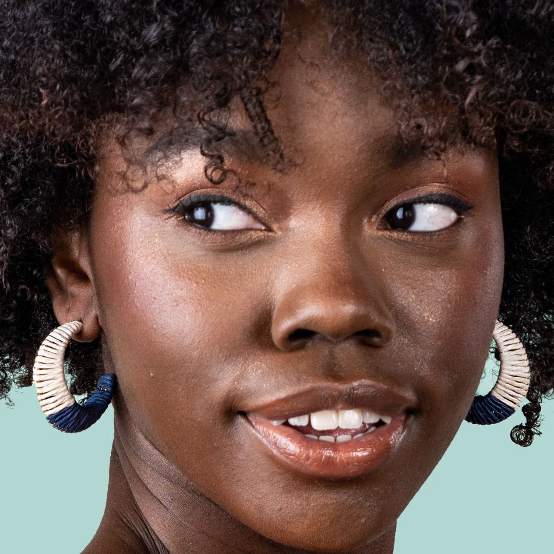 Harper Color Block Hoop Earrings Cream and Navy Earrings