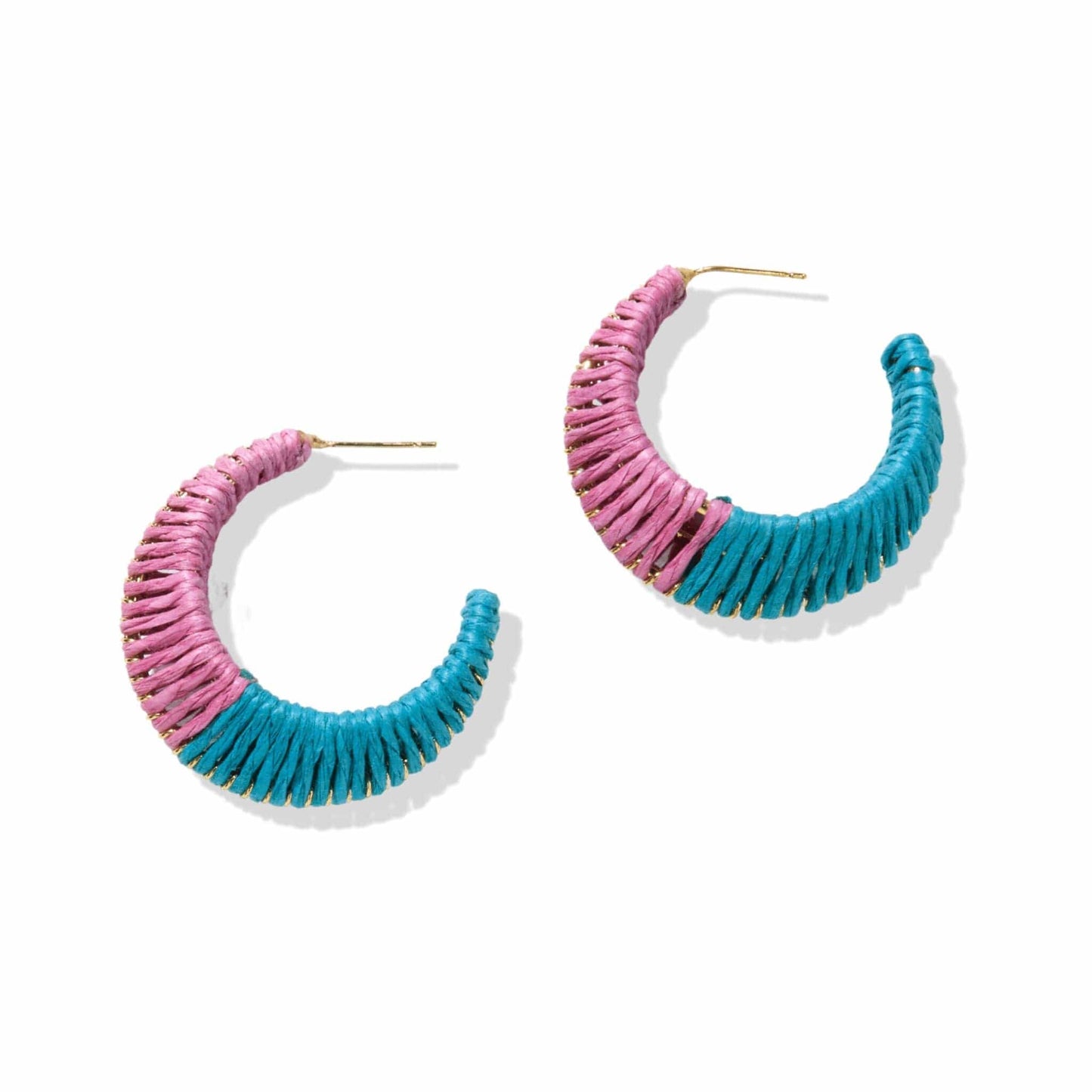 Harper Color Block Hoop Earrings Lilac and Turquoise Earrings