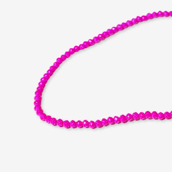 Hayden Solid Single Strand Crystal Necklace With Tassel Hot Pink SHORT