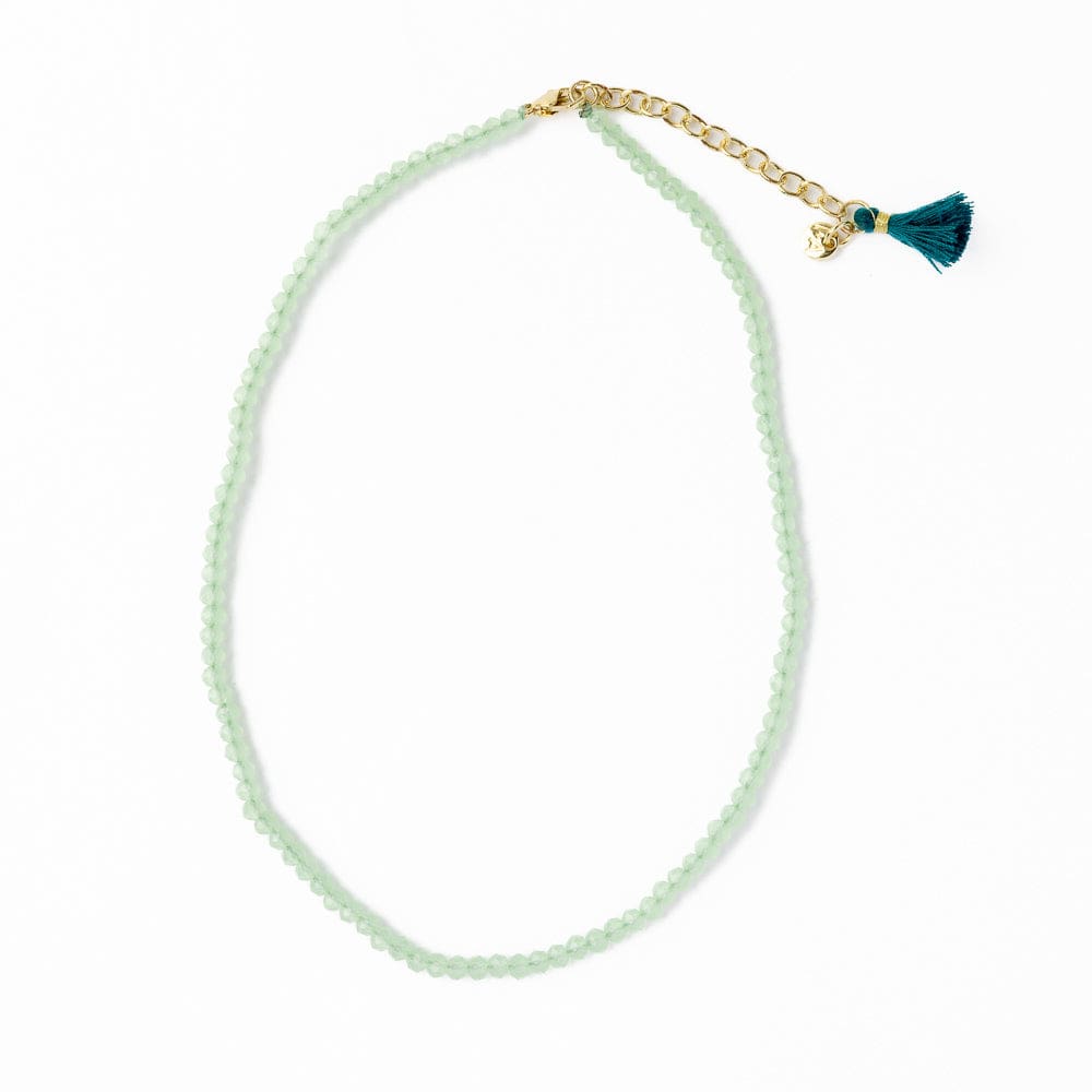 Hayden Solid Single Strand Crystal Necklace With Tassel Mint Single Chain