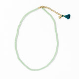 Hayden Solid Single Strand Crystal Necklace With Tassel Mint Single Chain
