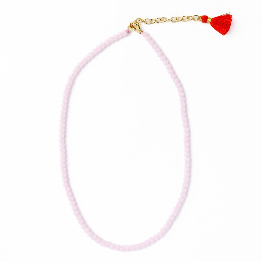 Hayden Solid Single Strand Crystal Necklace With Tassel Pink Single Chain