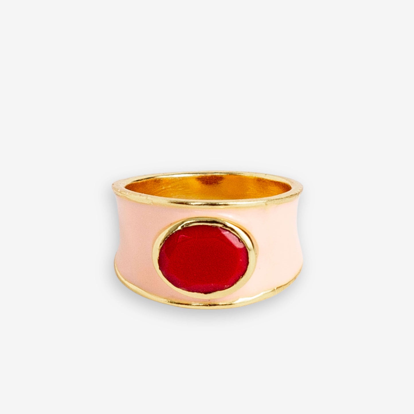 Hazel Oval Stone With Enamel Band Ring Blush/Red Blush/Red- Size 7 RING