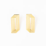 Heather Layered Rectangle Earrings Brass Statement