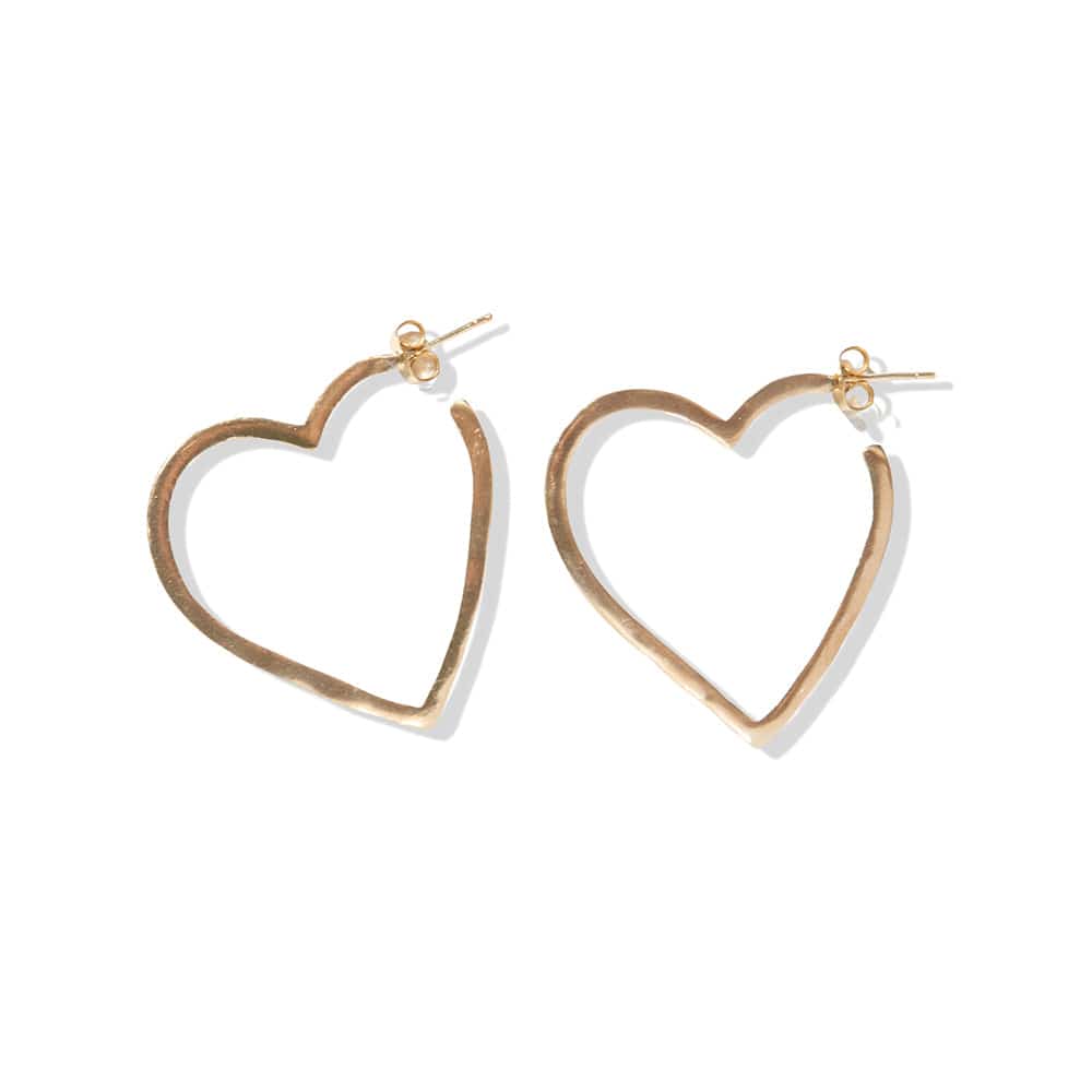 14k Yellow Gold Heart shaped Hoop Earrings (3mm)