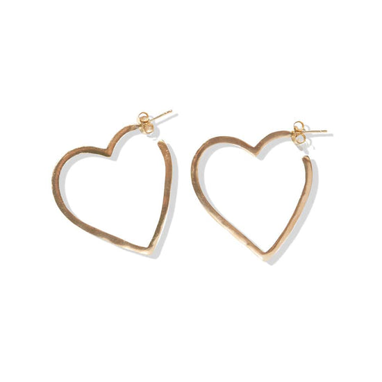 Load image into Gallery viewer, Heidi Heart Hoop Earrings Brass Earrings
