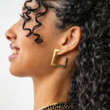 Heidi Square Hoop Earrings Brass Hoop