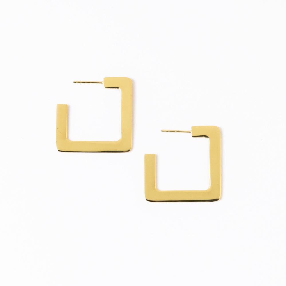 Heidi Square Hoop Earrings Brass Hoop