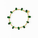 Hope Brass Stretch Bracelet With Glass Beads Green Stretch