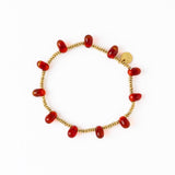 Hope Brass Stretch Bracelet With Glass Beads Red Stretch