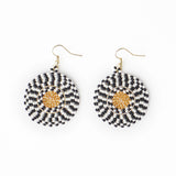 Ilene Round Beaded Dangle Earrings Black + White Dangle
