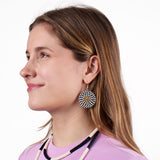 Ilene Round Beaded Dangle Earrings Black + White Dangle