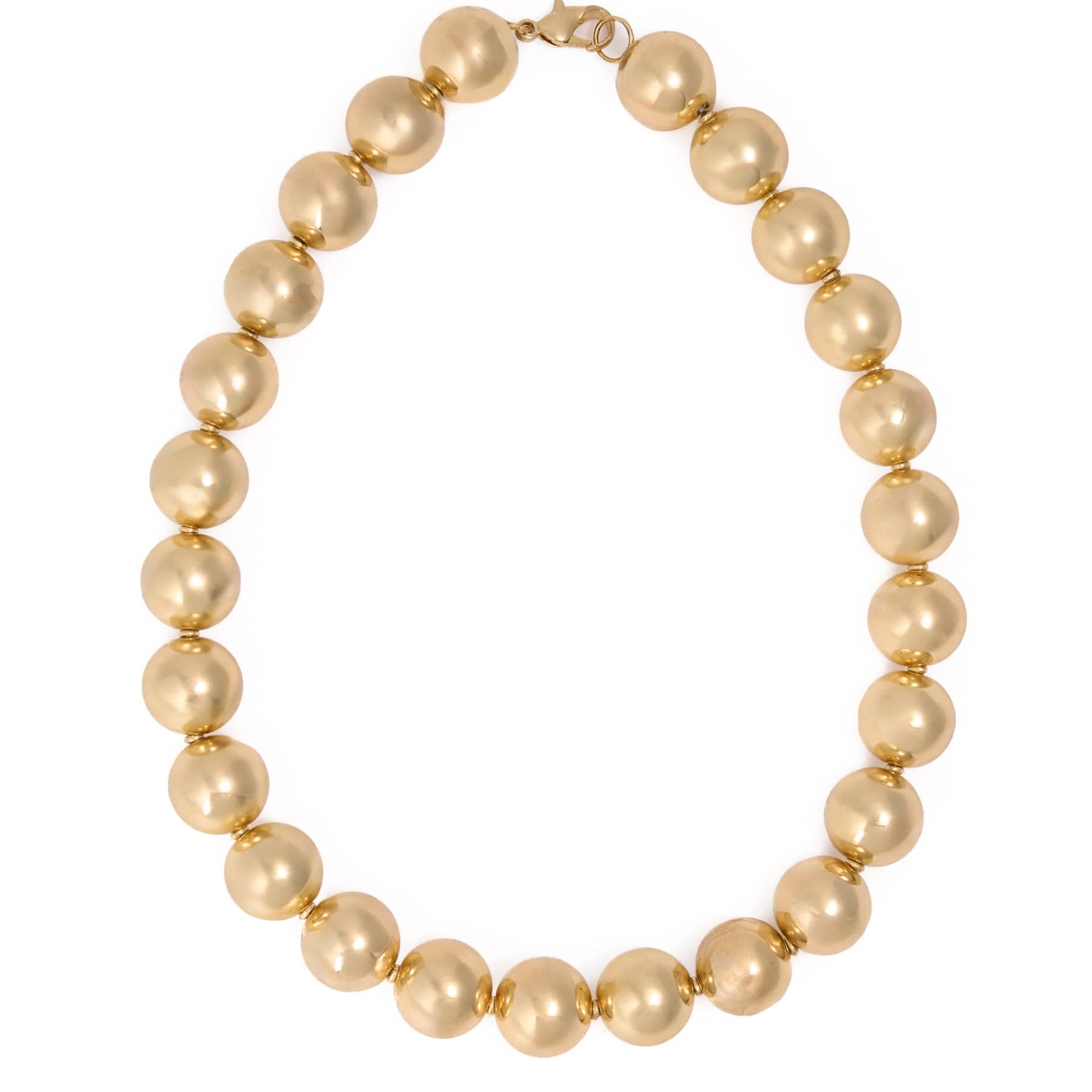 Iris Large Brass Bead Necklace Gold Necklace