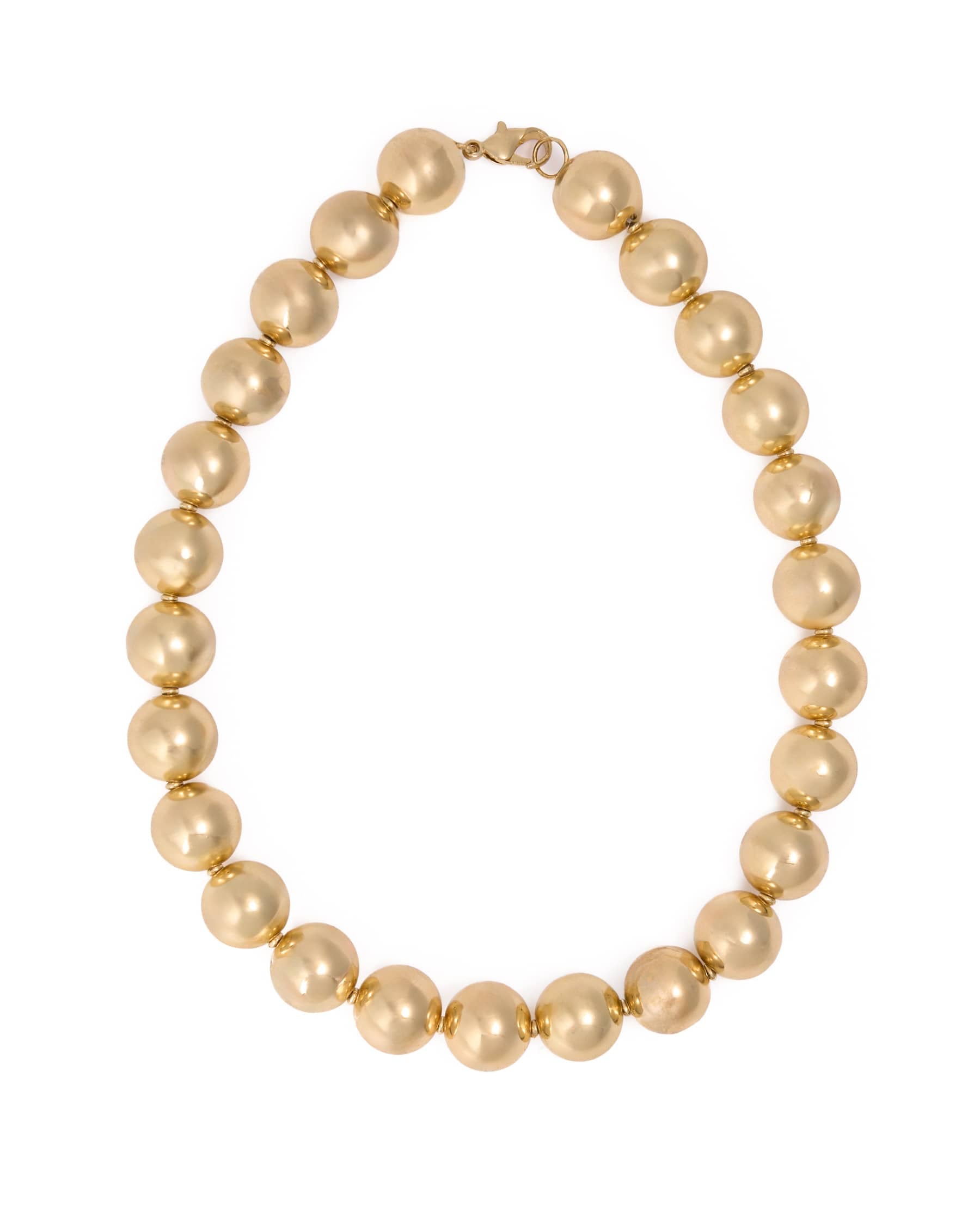 Iris Large Brass Bead Necklace Gold Necklace