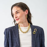 Iris Large Brass Bead Necklace Gold Necklace