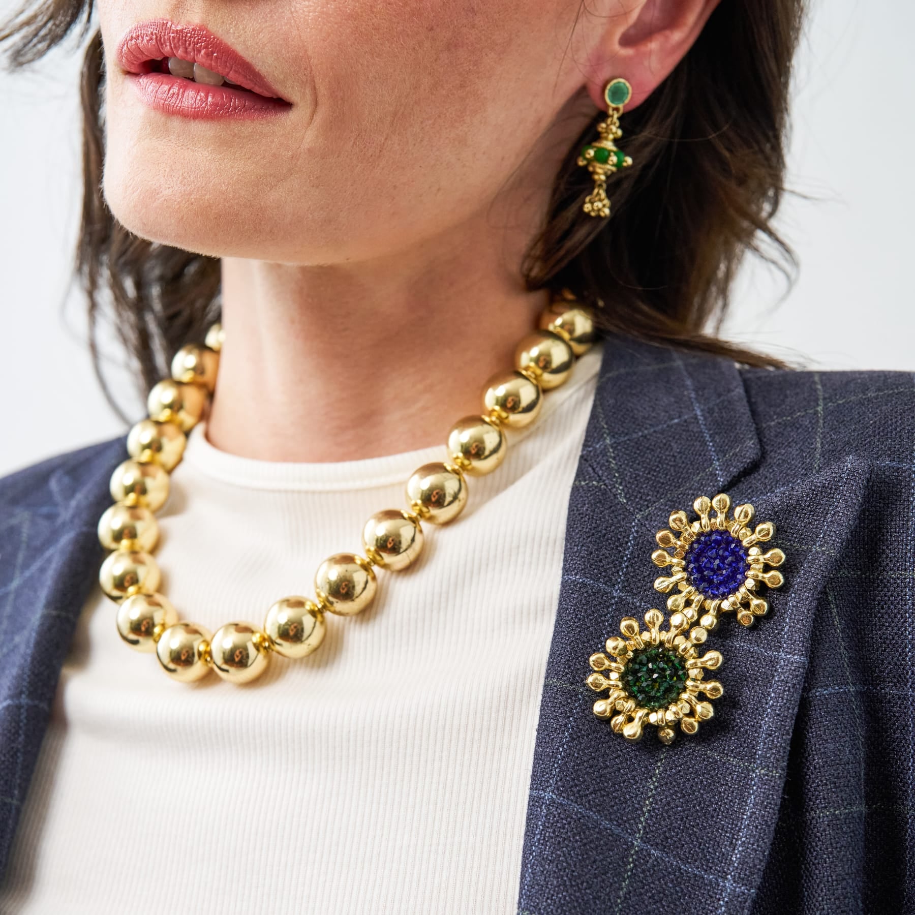 Iris Large Brass Bead Necklace Gold Necklace