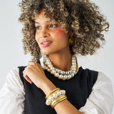 Iris Large Brass Bead Necklace Silver Necklace