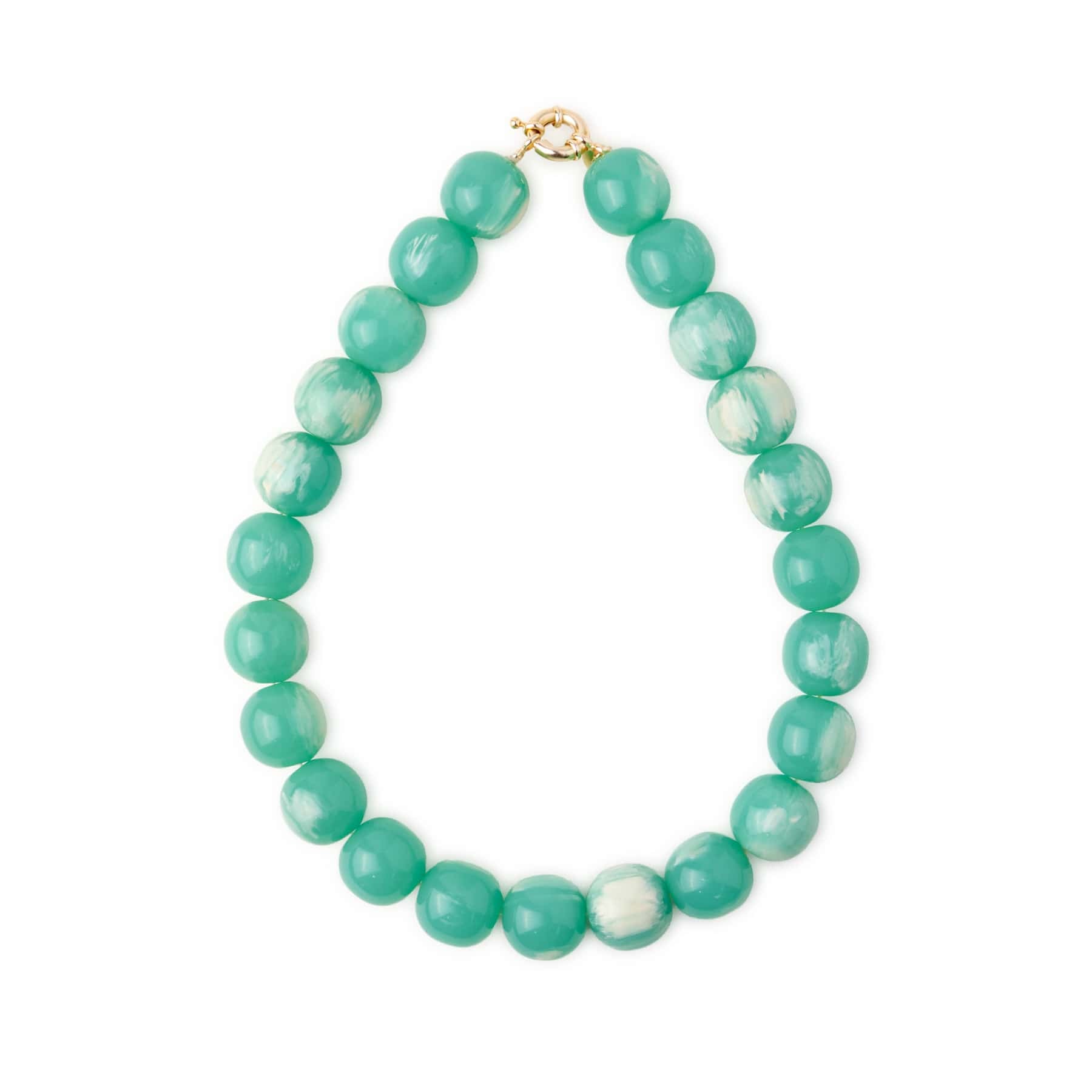 Iris Large Resin Bead Necklace Aqua Necklace