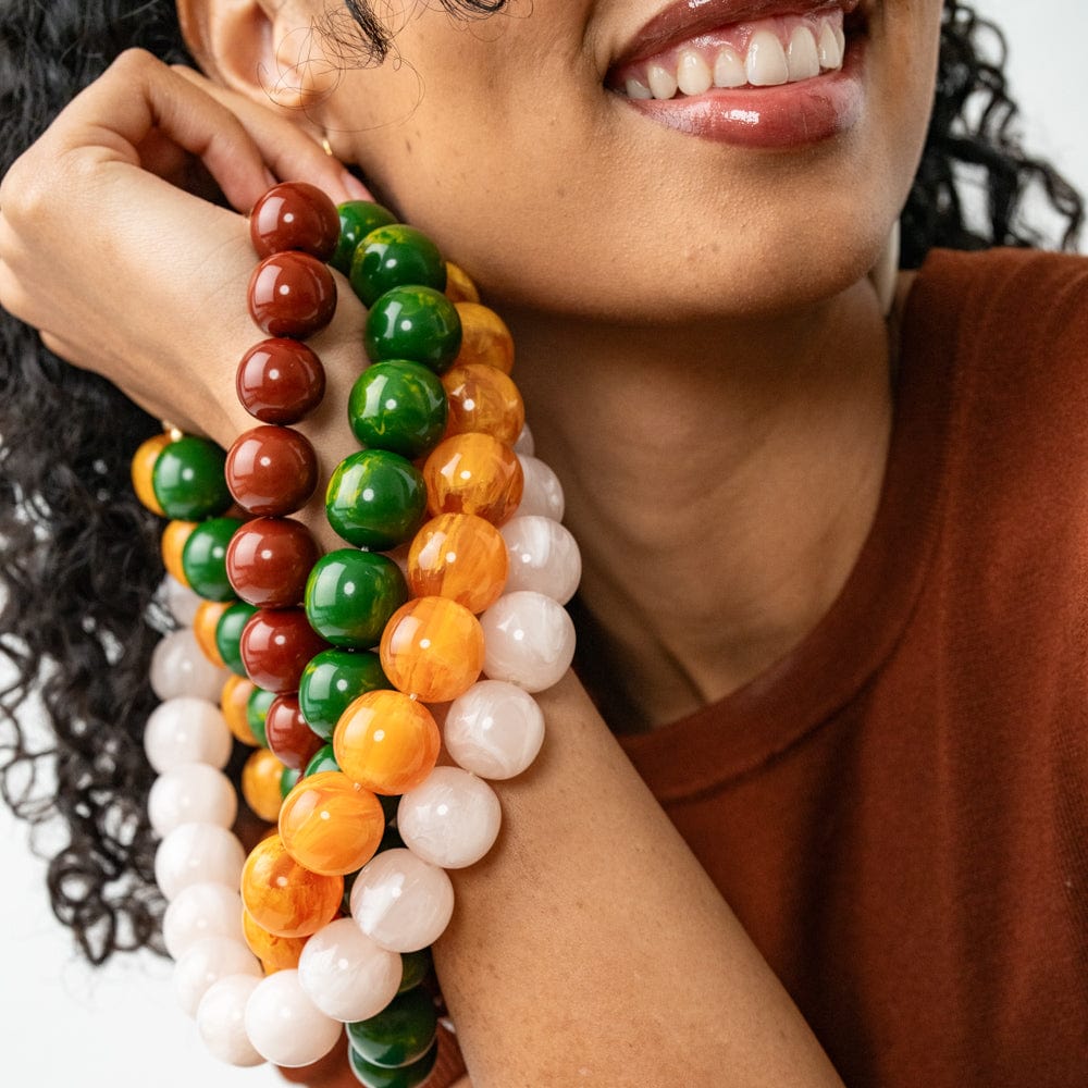 Iris Large Resin Bead Necklace Brown Single Strand