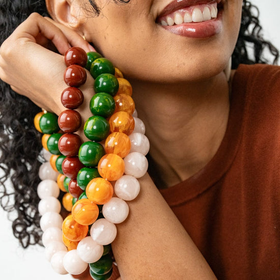 Iris Large Resin Bead Necklace Brown Single Strand