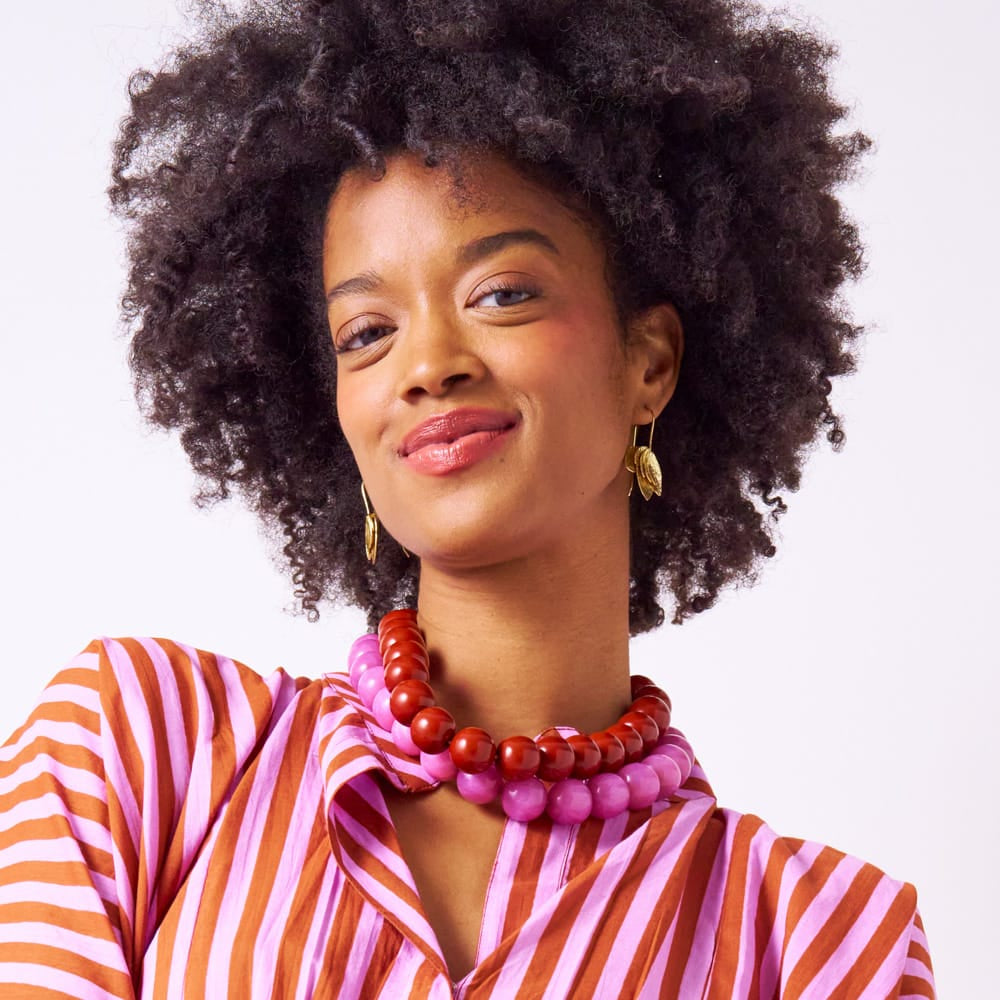 Iris Large Resin Bead Necklace Brown Necklace