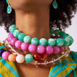 Iris Large Resin Bead Necklace Clear Single Strand
