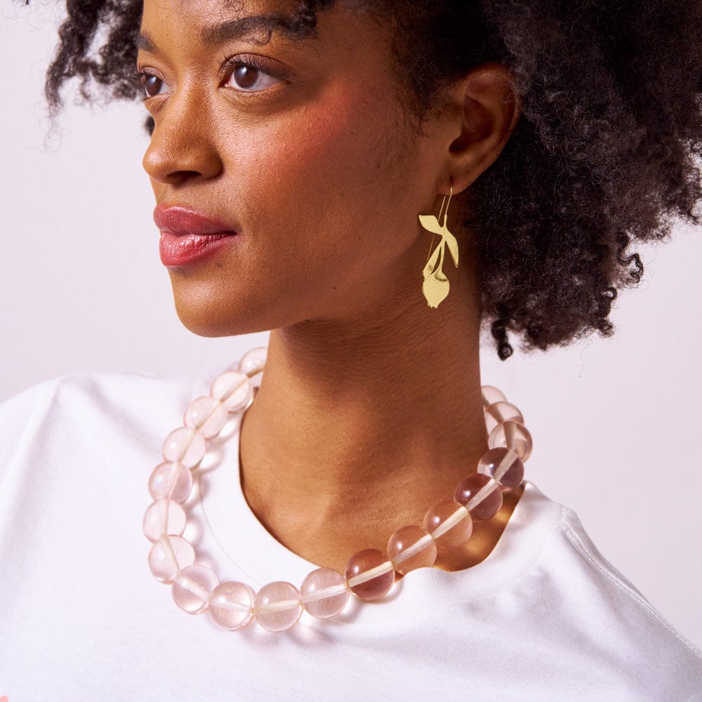 Iris Large Resin Bead Necklace Clear Single Strand