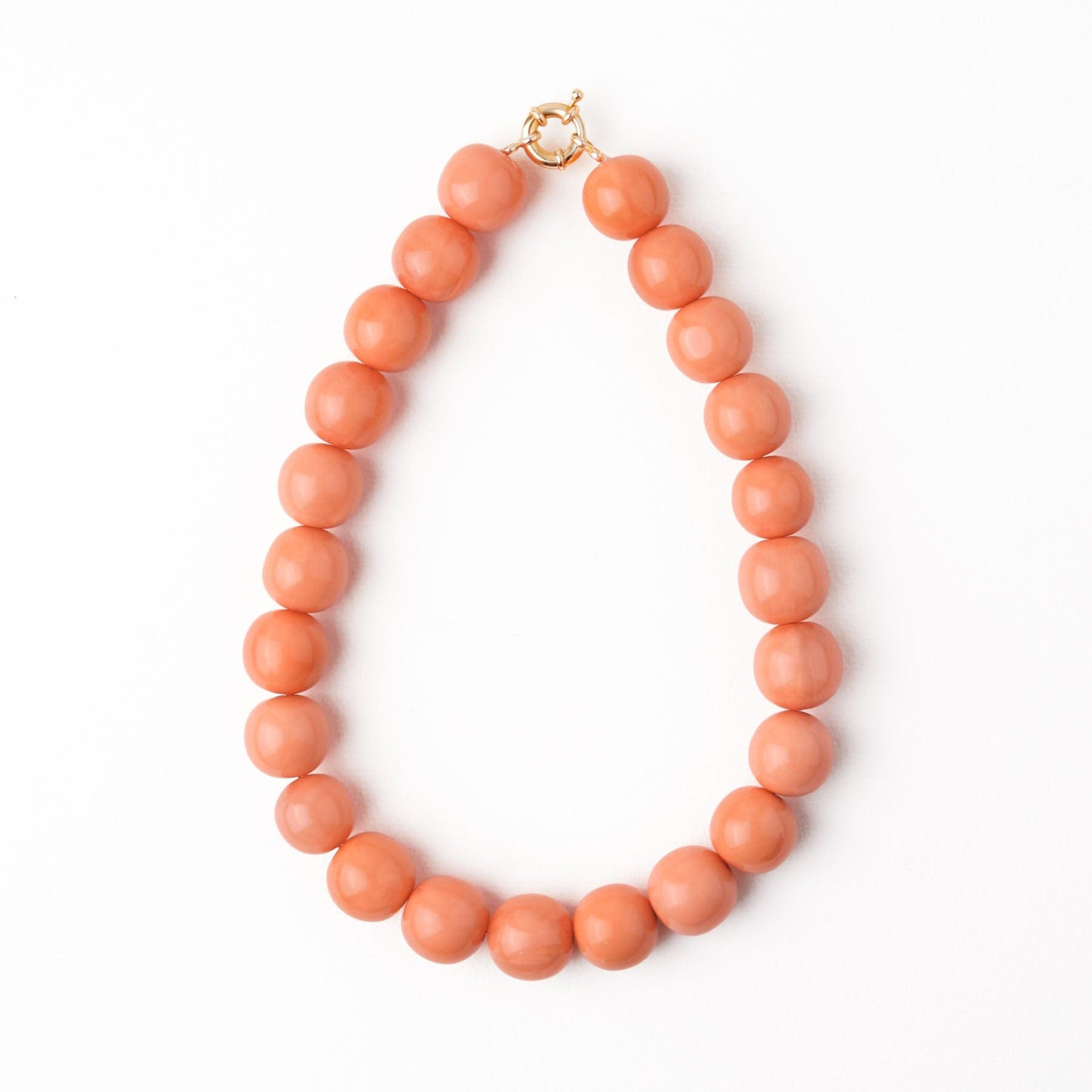 Iris Large Resin Bead Necklace Coral Single Strand