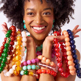 Iris Large Resin Bead Necklace Coral Single Strand