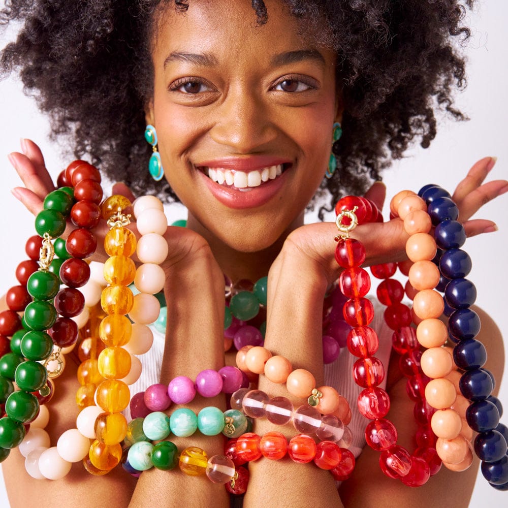 Iris Large Resin Bead Necklace Coral Single Strand