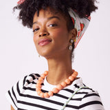 Iris Large Resin Bead Necklace Coral Single Strand
