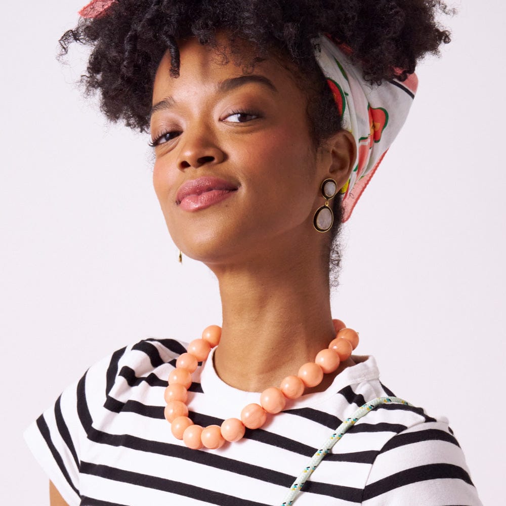 Iris Large Resin Bead Necklace Coral Single Strand