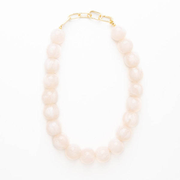 Iris Large Resin Bead Necklace Milky White – INK+ALLOY, LLC