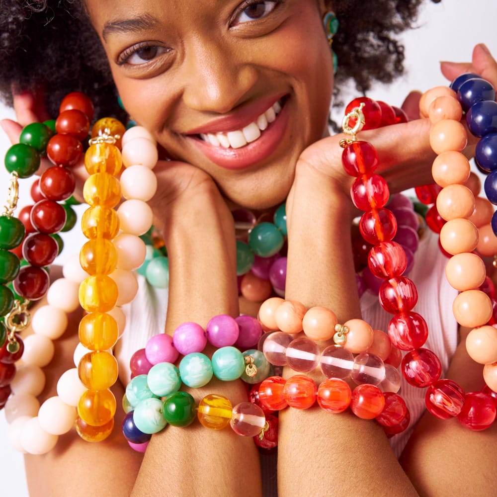 Iris Large Resin Bead Necklace Milky White – INK+ALLOY LLC