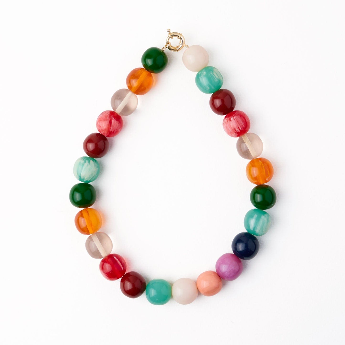 Iris Large Resin Bead Necklace Multi Single Strand