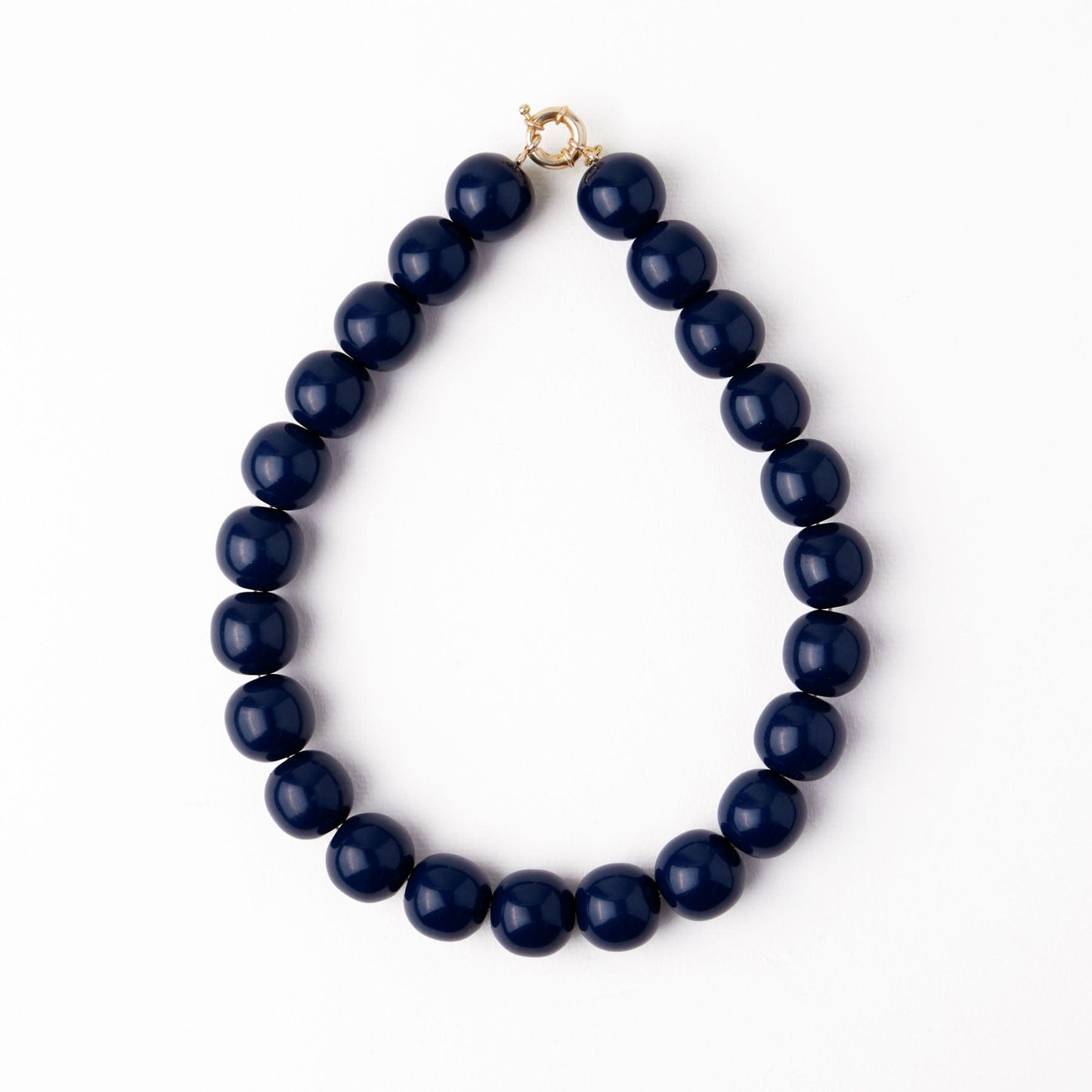 Iris Large Resin Bead Necklace Navy Single Strand