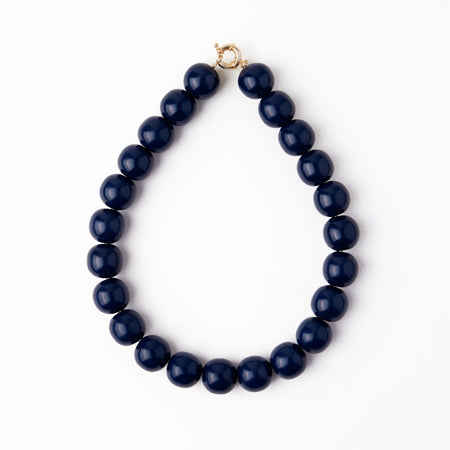 Iris Large Resin Bead Necklace Navy – INK+ALLOY LLC