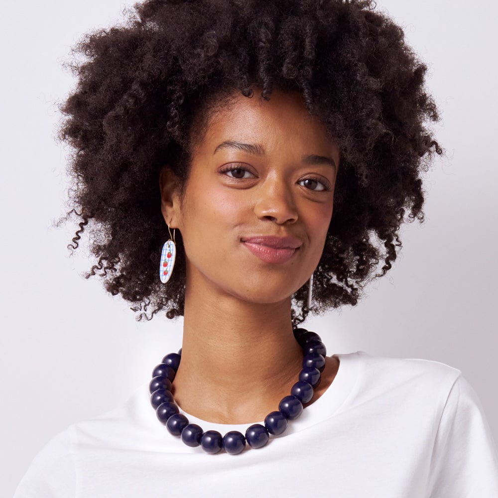 Iris Large Resin Bead Necklace Navy – INK+ALLOY LLC