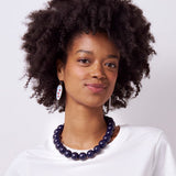 Iris Large Resin Bead Necklace Navy Single Strand
