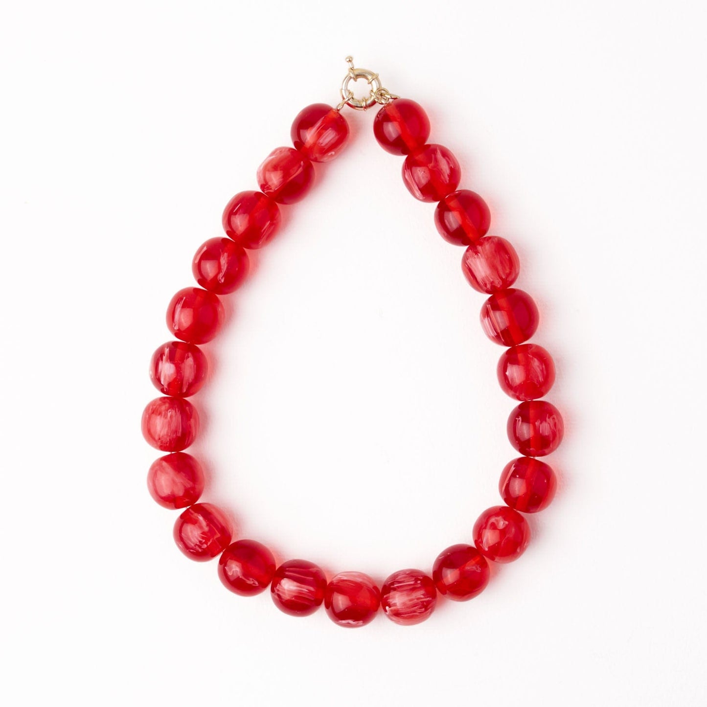 Iris Large Resin Bead Necklace Red Single Strand
