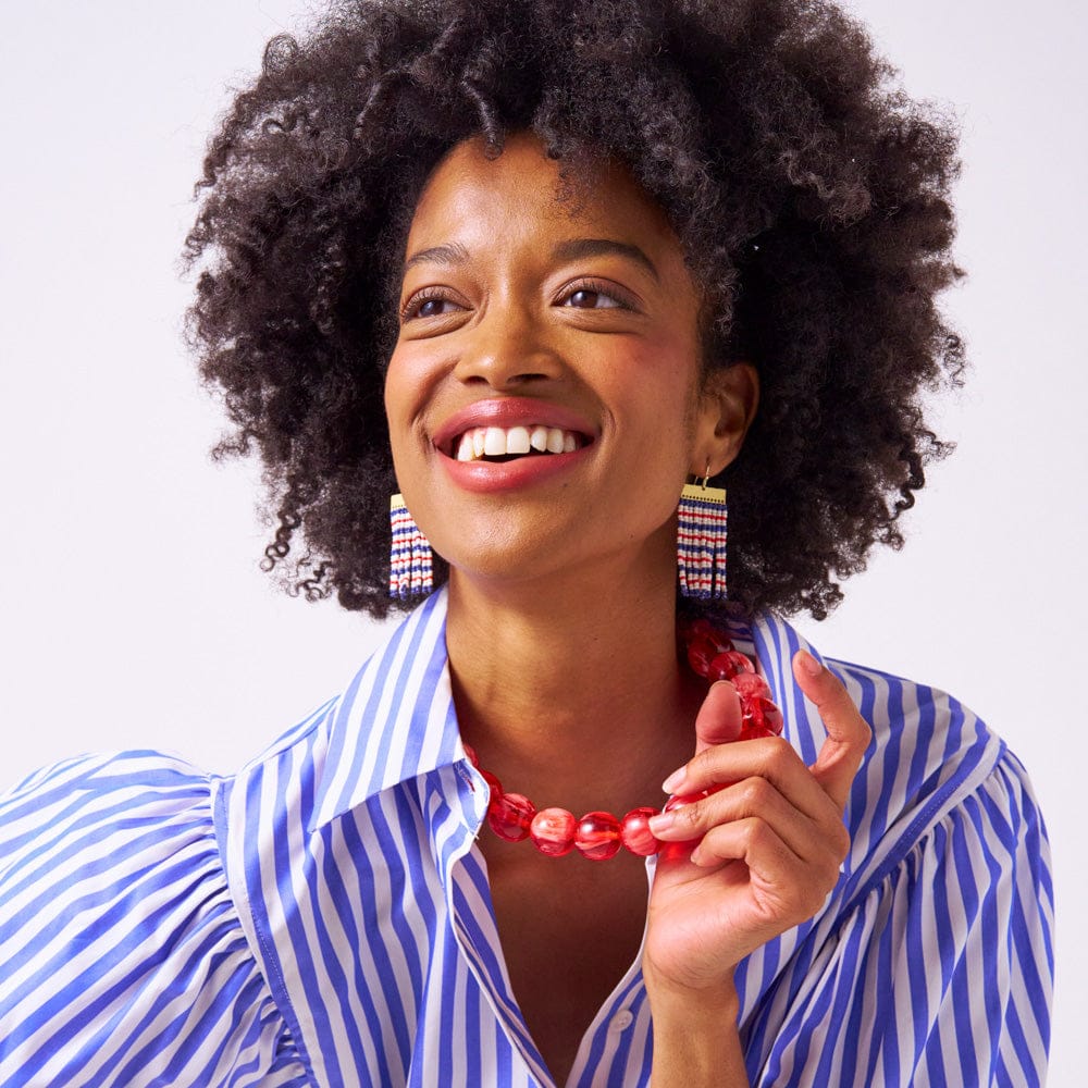 Iris Large Resin Bead Necklace Red – INK+ALLOY LLC