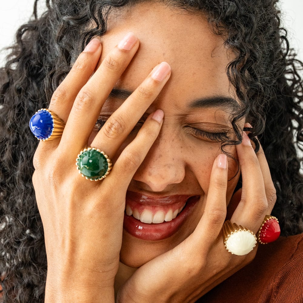 Isabella Enamel Cocktail Ring Blue - Adjustable Size Ring