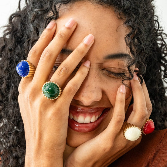 Isabella Enamel Cocktail Ring Blue - Adjustable Size Ring
