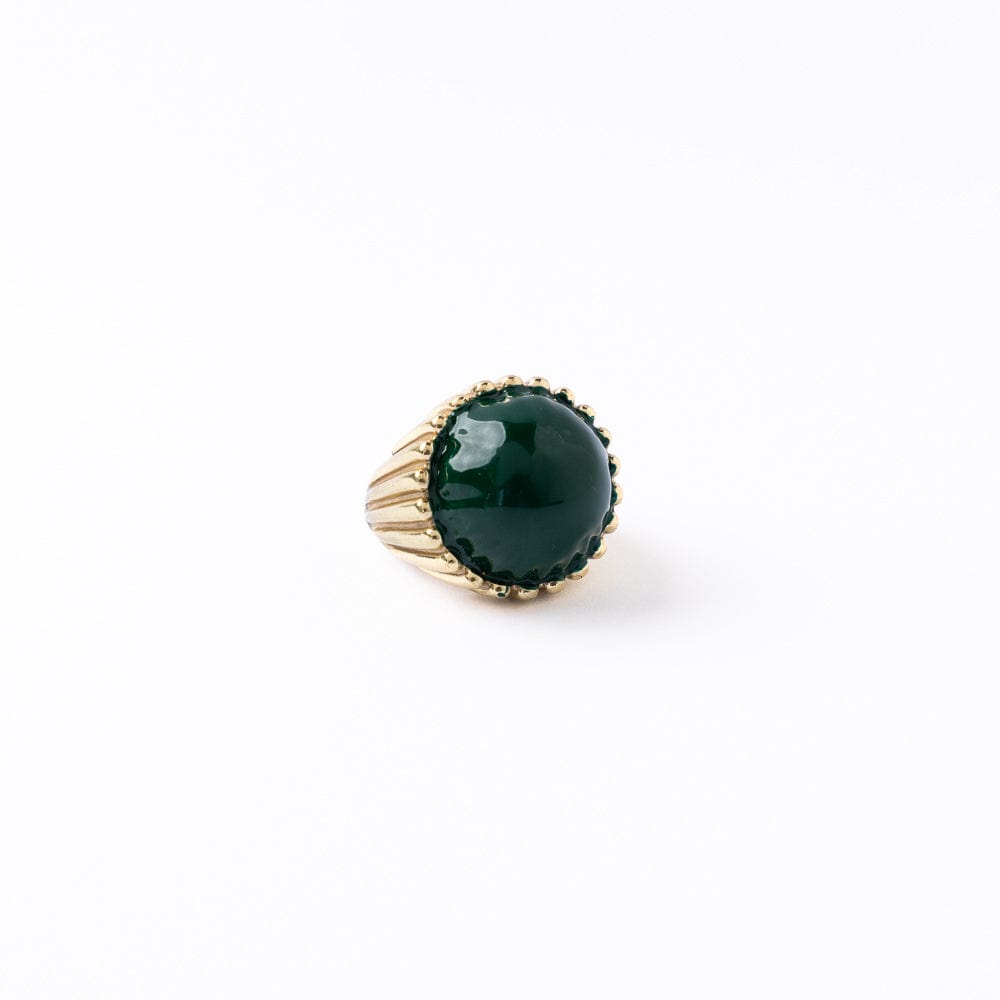 Isabella Enamel Cocktail Ring Deep Green - Adjustable Size Ring
