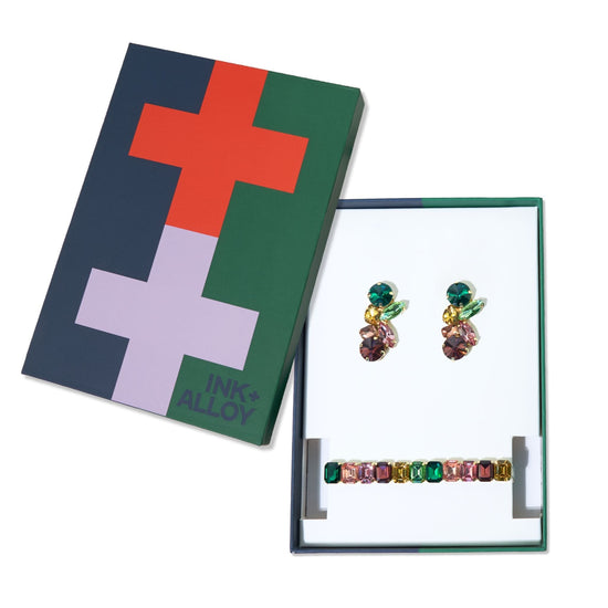 Ivy + Etta Prism cluster earring and bracelet set Highlands