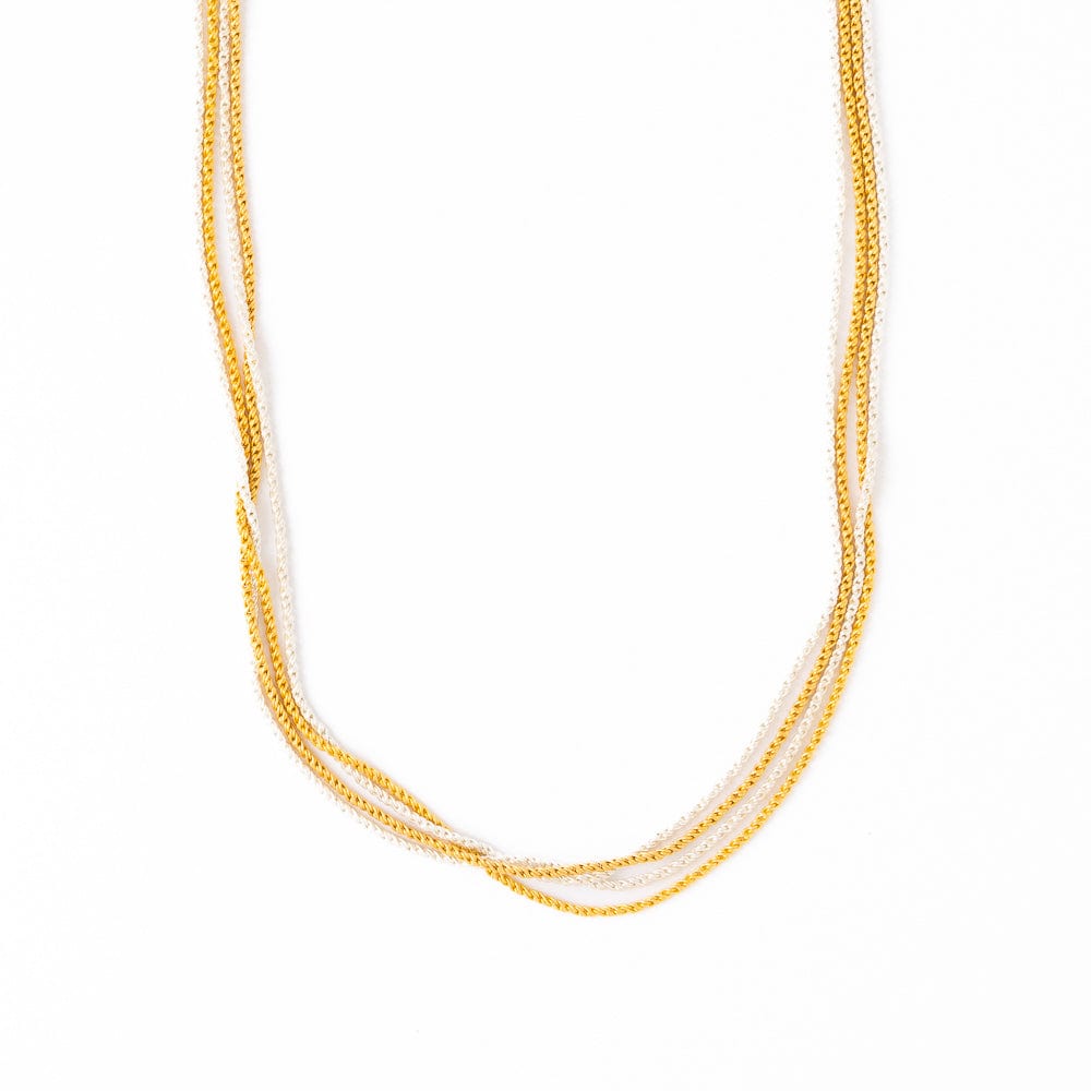 Ivy Mixed Metal Multi Layered Necklace Brass And Silver Multi Layered